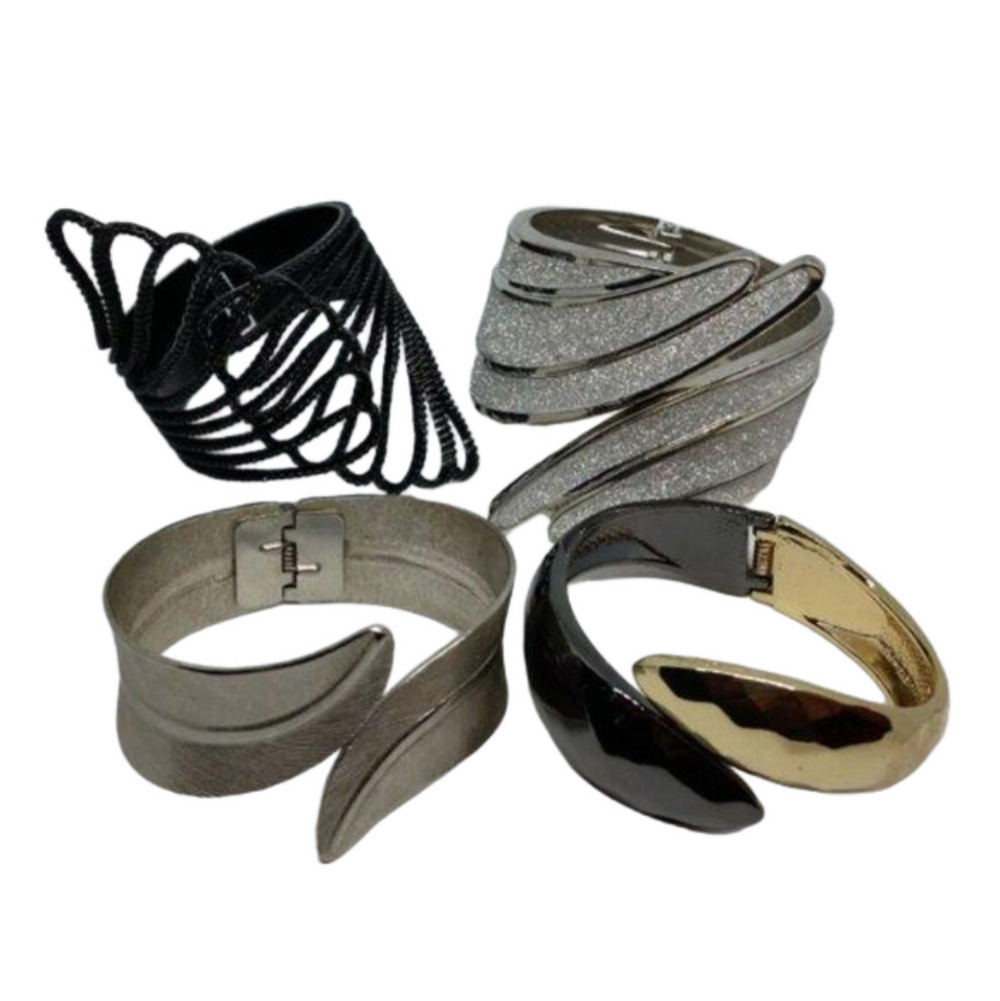 Bundle lot 4 coil wrap look clamper bracelets variety